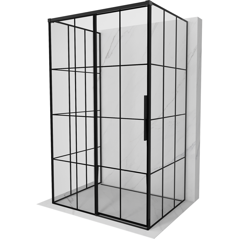Mexen Rox-3S 3-sided sliding shower enclosure left 160 x 75 cm, black grid, black - 8C2-160-075-70-77-3S-L