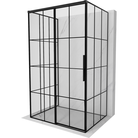 Mexen Rox-3S 3-wall sliding shower cabin left 105 x 80 cm, black grid, black - 8C2-105-080-70-77-3S-L
