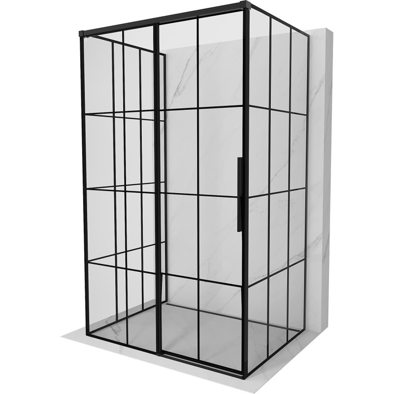 Mexen Rox-3S 3-sided Sliding Left Shower Cabin 90 x 85 cm, Black Grid, Black - 8C2-090-085-70-77-3S-L