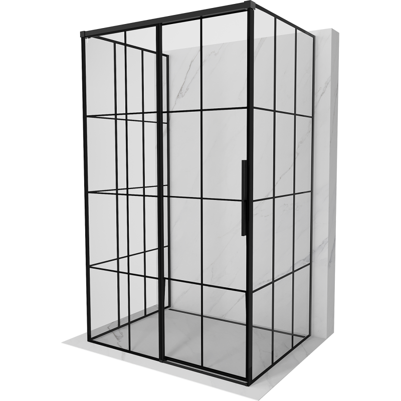 Mexen Rox-3S 3-sided sliding shower cabin left 135 x 85 cm, black grid, black - 8C2-135-085-70-77-3S-L