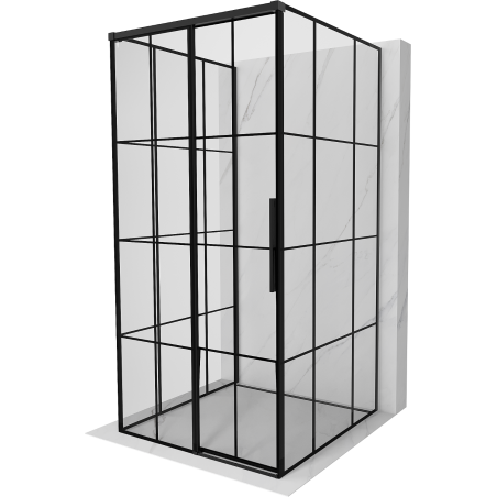 Mexen Rox-3S 3-wall sliding shower cabin left 90 x 90 cm, black grid, black - 8C2-090-090-70-77-3S-L