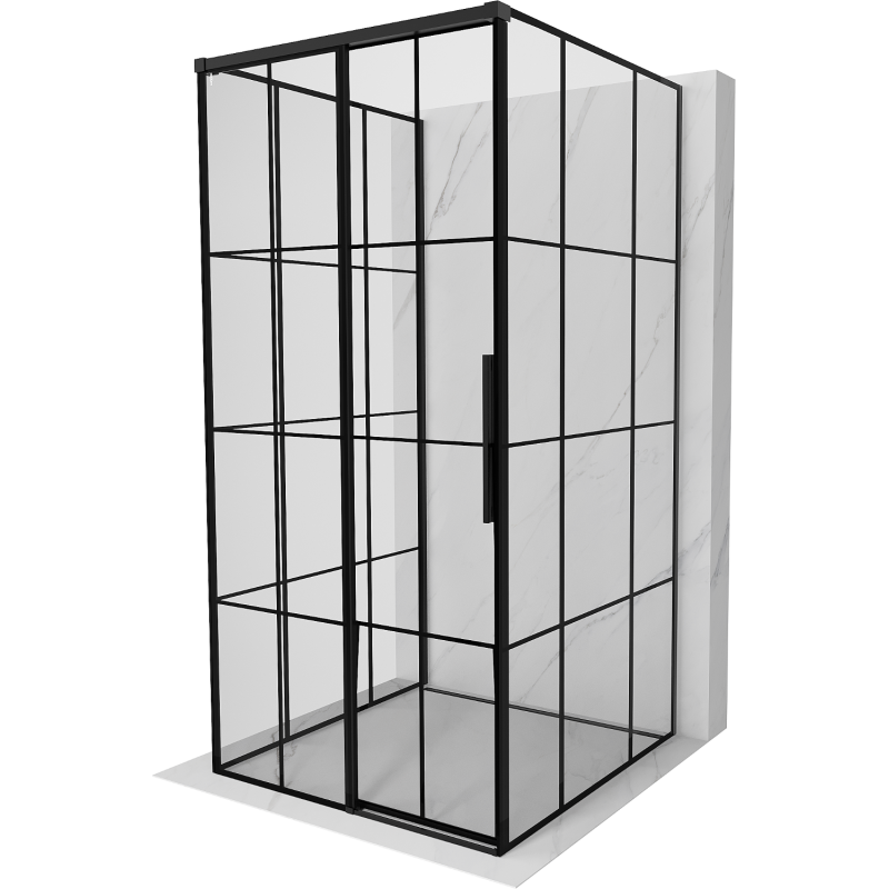 Mexen Rox-3S 3-sided left sliding shower enclosure 100 x 100 cm, black grid, black - 8C2-100-100-70-77-3S-L