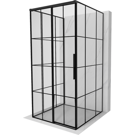 Mexen Rox-3S 3-sided left sliding shower enclosure 100 x 100 cm, black grid, black - 8C2-100-100-70-77-3S-L