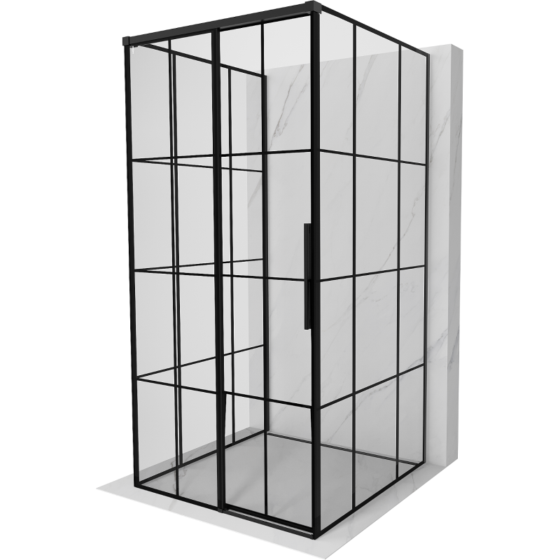 Mexen Rox-3S 3-wall sliding shower cabin left 120 x 120 cm, black grid, black - 8C2-120-120-70-77-3S-L
