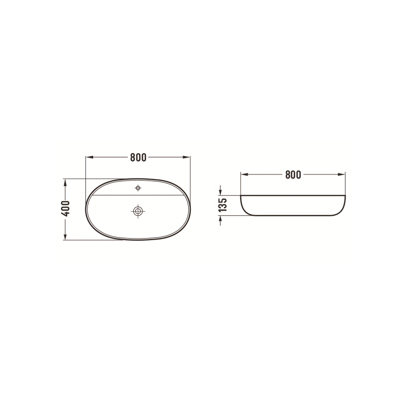 Mexen Adel countertop washbasin 80 x 40 cm, matte black - 22168085