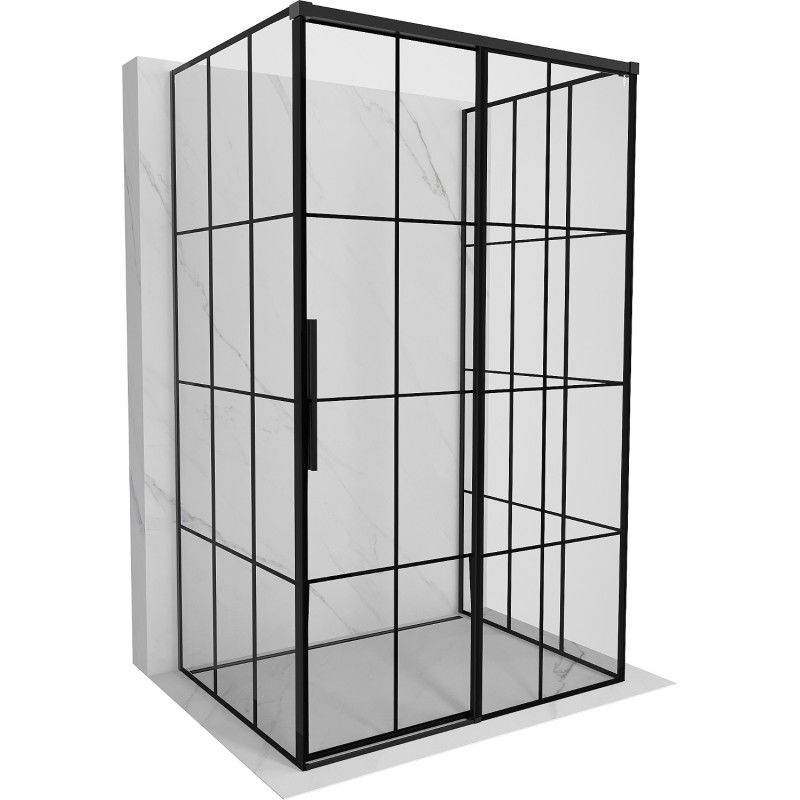 Mexen Rox-3S 3-sided sliding shower cabin right 160 x 80 cm, black grid, black - 8C2-160-080-70-77-3S-P