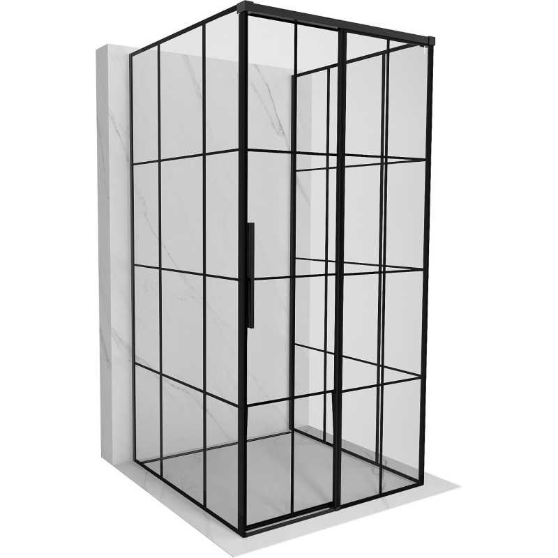 Mexen Rox-3S 3-sided sliding right shower cabin 110 x 110 cm, black grid, black - 8C2-110-110-70-77-3S-P