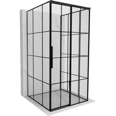 Mexen Rox-3S 3-sided sliding right shower cabin 110 x 110 cm, black grid, black - 8C2-110-110-70-77-3S-P