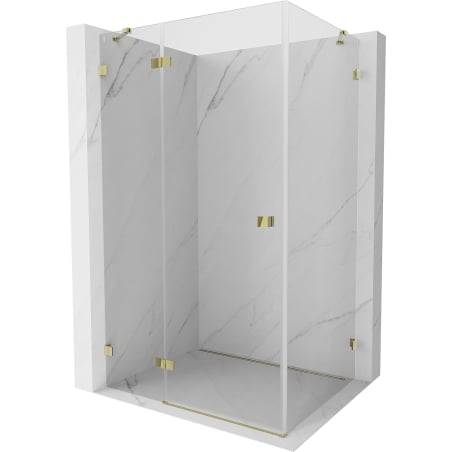 Mexen Lunar left-hand hinged shower cabin 70 x 90 cm, transparent, gold - 834-070-090-50-00-L