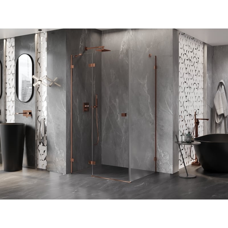 Mexen Lunar left-hinged shower cabin 70 x 90 cm, transparent, rose gold - 834-070-090-60-00-L