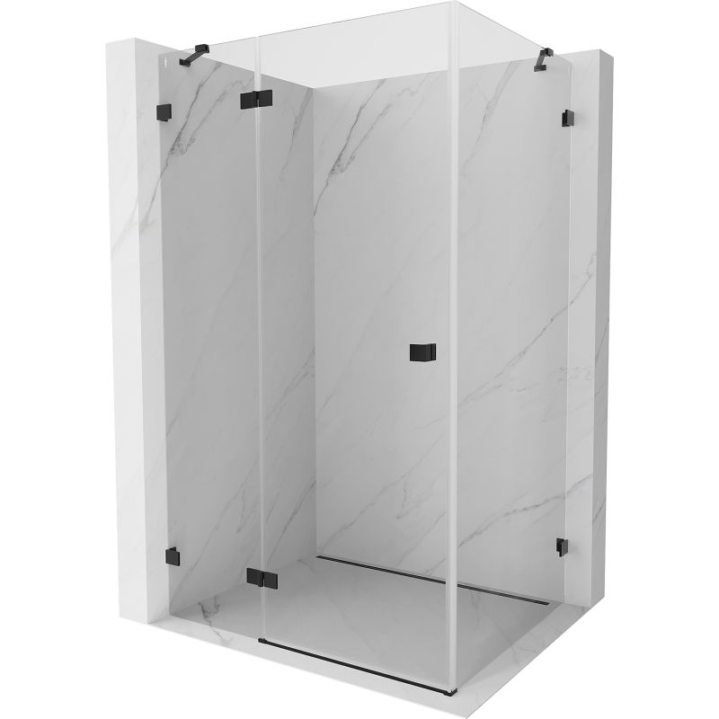 Mexen Lunar left-hinged shower enclosure 70 x 90 cm, transparent, black - 834-070-090-70-00-L