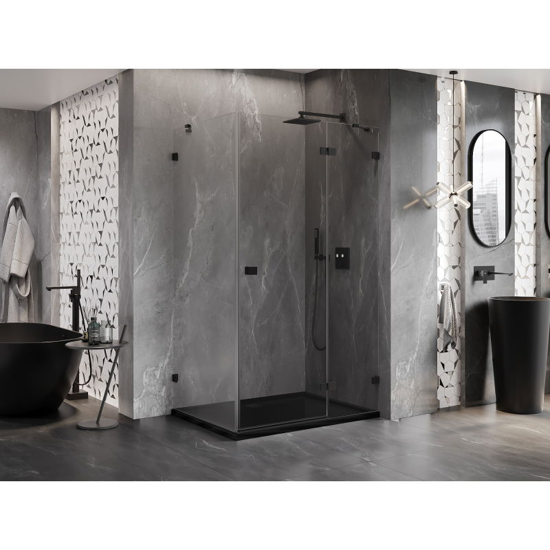 Mexen Lunar right-hinged shower cabin 75 x 80 cm, transparent, black - 834-075-080-70-00-P