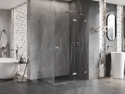 Mexen Lunar right-hand hinged shower enclosure 70 x 90 cm, transparent, brushed nickel - 834-070-090-97-00-P