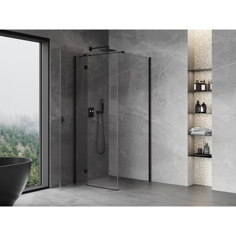 Mexen Mist-H T left-hinged shower cabin 70 x 70 cm, transparent, black - 8A5T-070-070-70-00-L