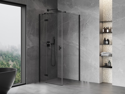 Mexen Mist H T pivot shower cabin left 90 x 90 cm, transparent, black - 8A5T-090-090-70-00-L