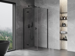 Mexen Mist-H T left hinged shower enclosure 95 x 95 cm, transparent, black - 8A5T-095-095-70-00-L
