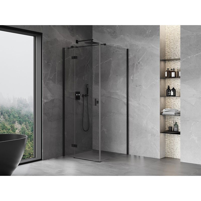 Mexen Mist-H T swing shower cabin left 100 x 100 cm, transparent, black - 8A5T-100-100-70-00-L