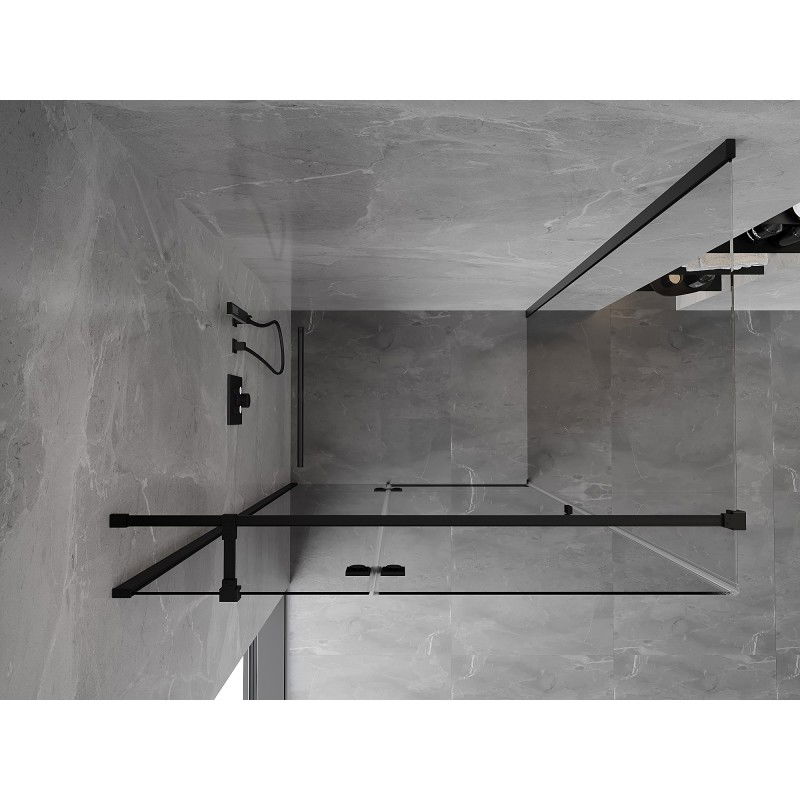 Mexen Mist-H T Left Hinged Shower Enclosure 110 x 70 cm, Transparent, Black - 8A5T-110-070-70-00-L