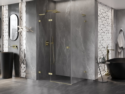 Mexen Lunar L left-hinged shower cabin 80 x 90 cm, transparent, brushed gold - 834L-080-090-55-00-L