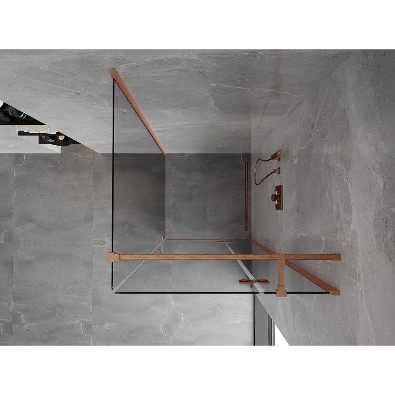 Mexen Mist-H T hinged right shower cabin 70 x 70 cm, transparent, brushed copper - 8A5T-070-070-65-00-P