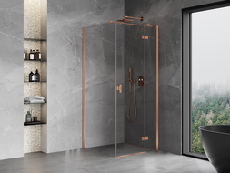 Mexen Mist H T shower enclosure hinged right 80 x 80 cm, transparent, brushed copper - 8A5T-080-080-65-00-P