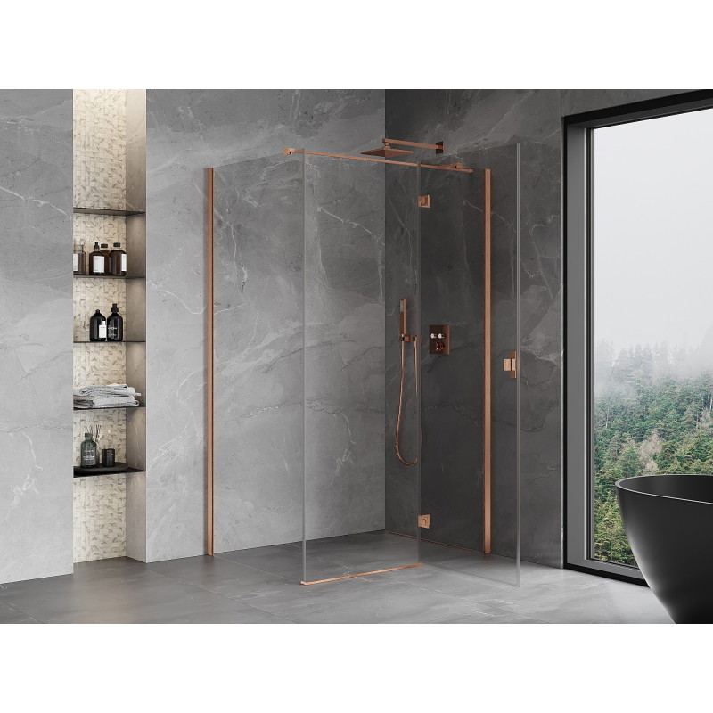 Mexen Mist-H T right hinged shower enclosure 95 x 70 cm, transparent, brushed copper - 8A5T-095-070-65-00-P