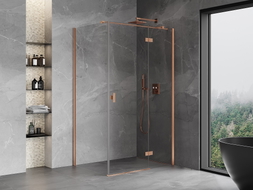 Mexen Mist-H T right hinged shower enclosure 95 x 70 cm, transparent, brushed copper - 8A5T-095-070-65-00-P
