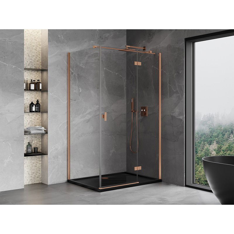 Mexen Mist-H T right-opening shower enclosure 100 x 75 cm, transparent, brushed copper - 8A5T-100-075-65-00-P