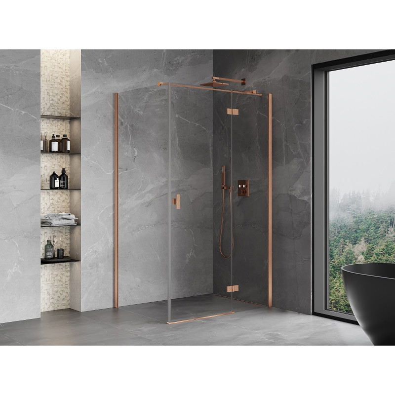 Mexen Mist-H T right-hinged shower cabin 105 x 80 cm, transparent, brushed copper - 8A5T-105-080-65-00-P