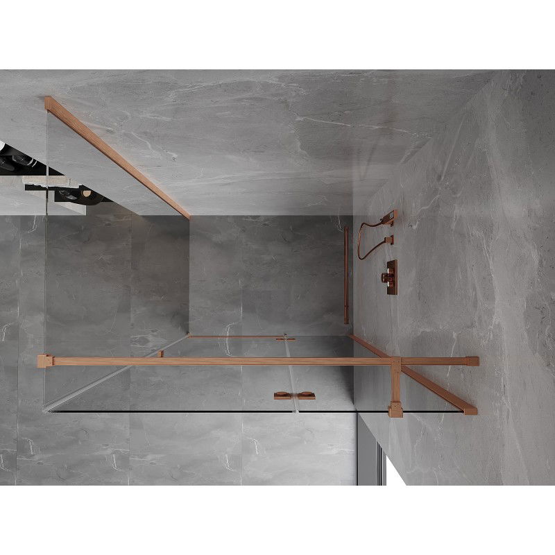 Mexen Mist-H T Swing Shower Enclosure Right 115 x 90 cm, Transparent, Brushed Copper - 8A5T-115-090-65-00-P