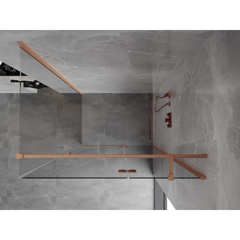 Mexen Mist-H T right pivot shower enclosure 85 x 120 cm, transparent, brushed copper - 8A5T-085-120-65-00-P