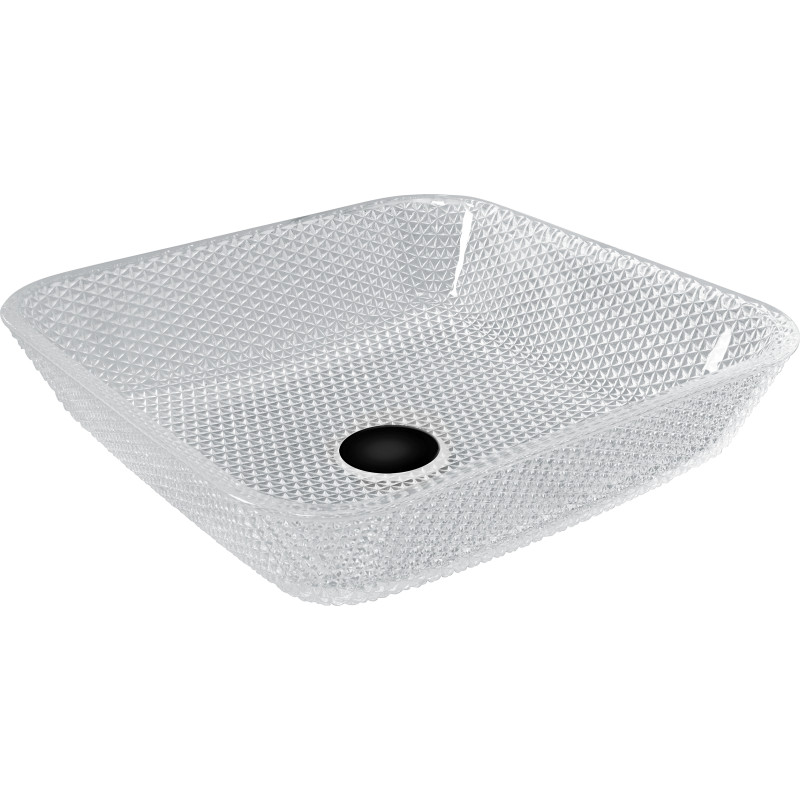 Mexen Mika glass countertop washbasin 40 x 40 cm, transparent - 24104000