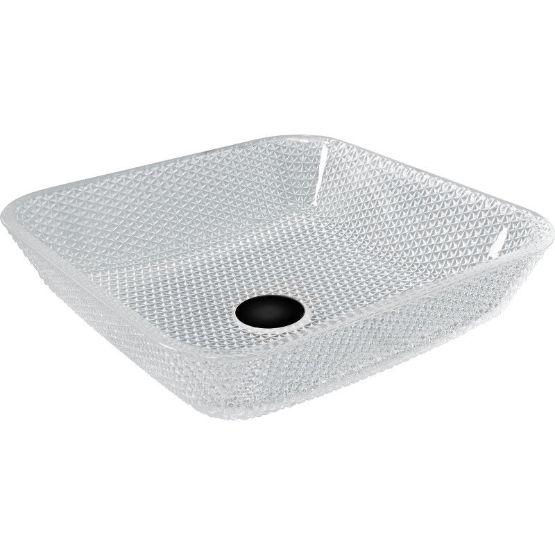 Mexen Mika glass worktop washbasin 40 x 40 cm, transparent - 24104000