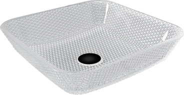 Mexen Mika glass countertop washbasin 40 x 40 cm, transparent - 24104000