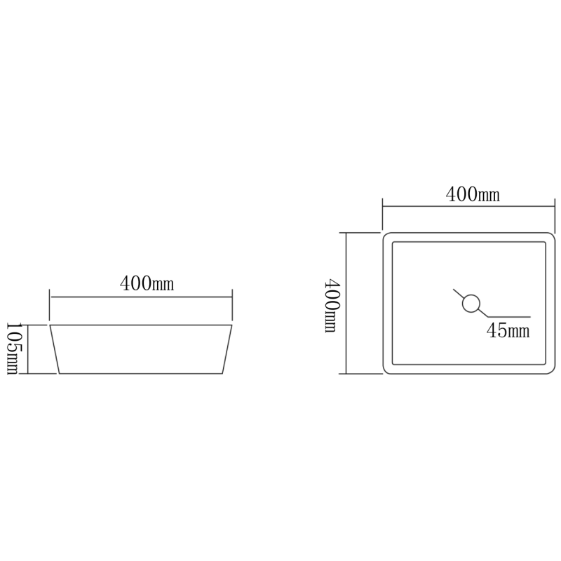 Mexen Mika glass countertop basin 40 x 40 cm, transparent - 24104000