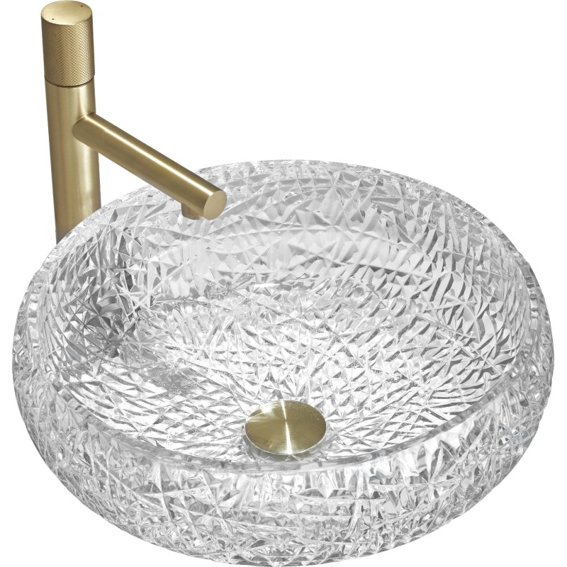 Mexen Celia glass countertop washbasin 44 x 44 cm, transparent - 24034400