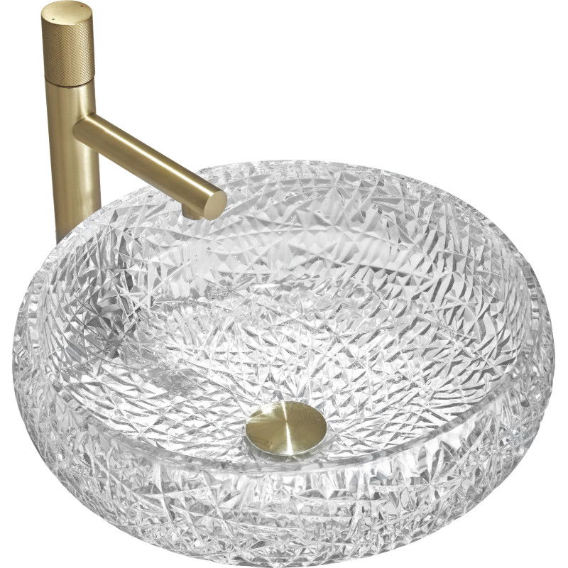 Mexen Celia glass worktop washbasin 44 x 44 cm, transparent - 24034400