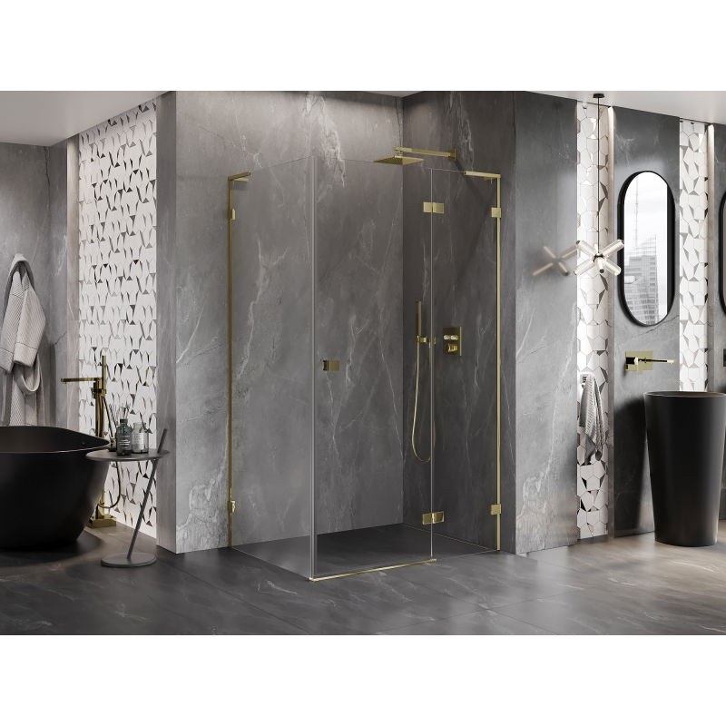 Mexen Lunar L right-hinged shower cabin 85 x 90 cm, transparent, gold - 834L-085-090-50-00-P