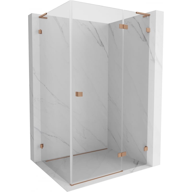 Mexen Lunar L right hinged shower enclosure 85 x 90 cm, transparent, brushed copper - 834L-085-090-65-00-P