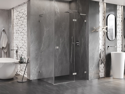 Mexen Lunar L right-hinged shower cabin 70 x 80 cm, transparent, brushed nickel - 834L-070-080-97-00-P