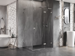 Mexen Lunar L right-hinged shower cabin 80 x 90 cm, transparent, brushed nickel - 834L-080-090-97-00-P