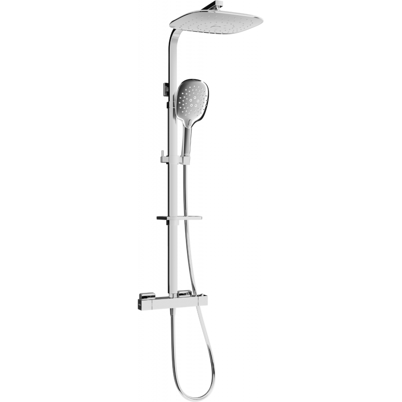 Mexen CQ22 exposed shower set with rain showerhead and thermostatic mixer, chrome - 772502295-00