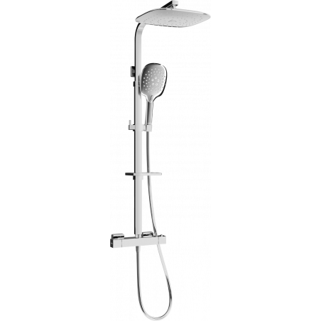 Mexen CQ22 exposed shower set with rain showerhead and thermostatic faucet, chrome - 772502295-00