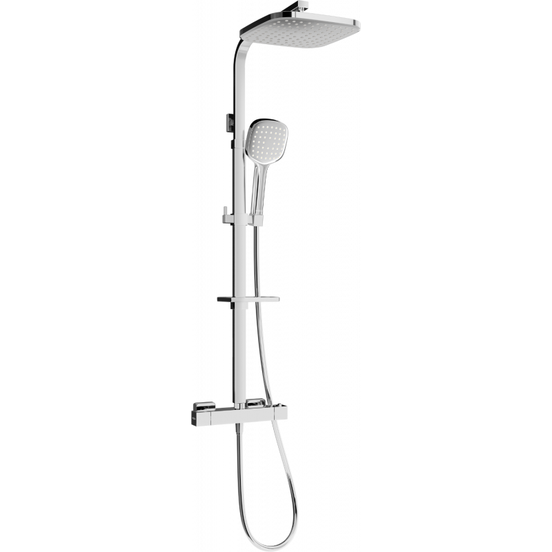 Mexen CQ33 exposed shower set with rain shower and thermostatic mixer, chrome - 772503395-00