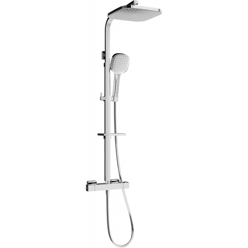 Mexen CQ33 surface-mounted shower set with rain shower and thermostatic faucet, chrome - 772503395-00