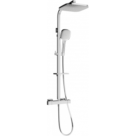 Mexen CQ33 surface-mounted shower set with a rainmaker and thermostatic mixer tap, Chrome - 772503395-00