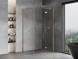 Mexen Mist-H T right-side hinged shower enclosure 80 x 90 cm, transparent, gold - 8A5T-080-090-50-00-P