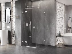 Mexen Lunar T left-hand pivot shower cabin 90 x 90 cm, transparent, white - 834T-090-090-20-00-L