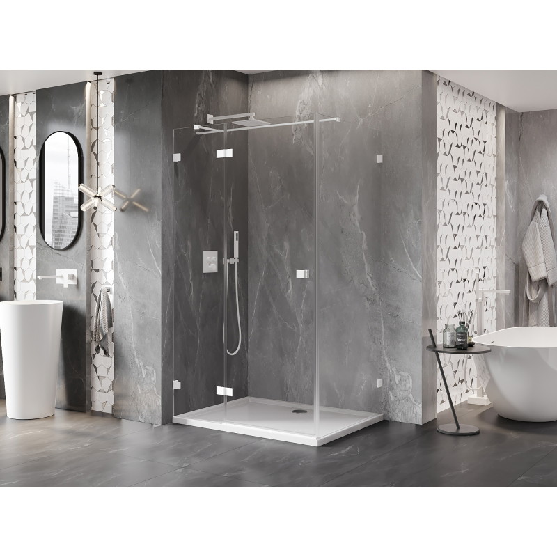 Mexen Lunar T hinged shower cabin left 100 x 90 cm, transparent, white - 834T-100-090-20-00-L