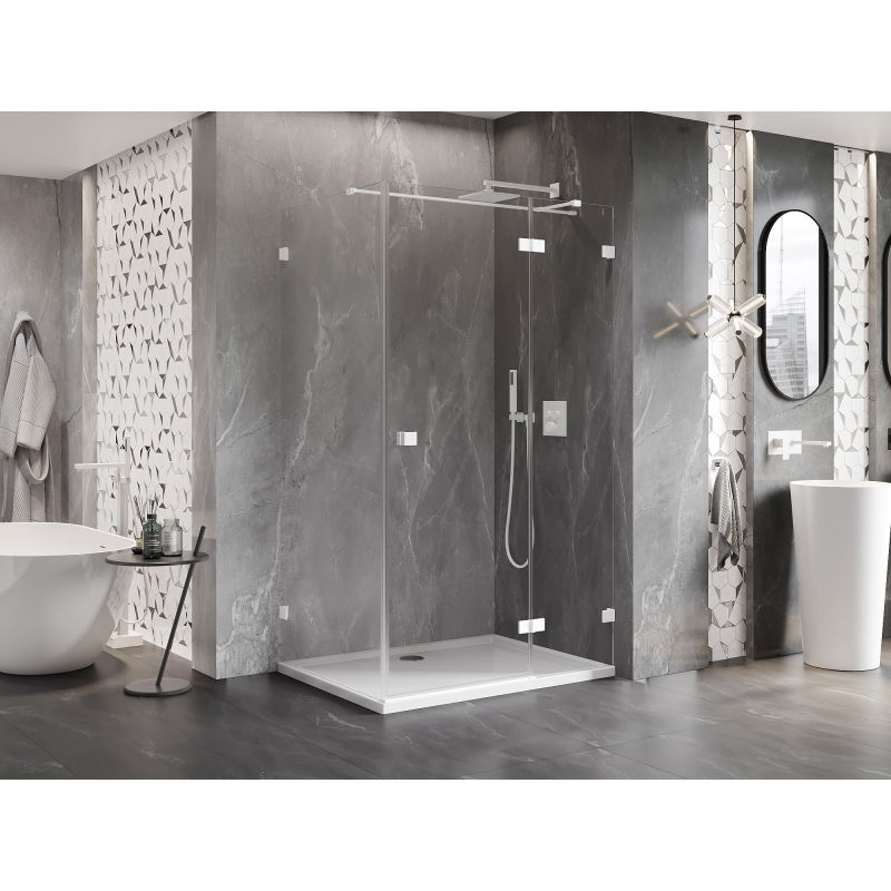Mexen Lunar T right-hinged shower enclosure 75 x 70 cm, transparent, white - 834T-075-070-20-00-P
